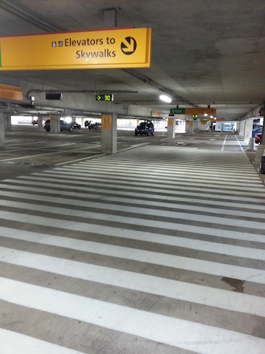 When you arrive at Level 3, follow this white-lined path to the right.