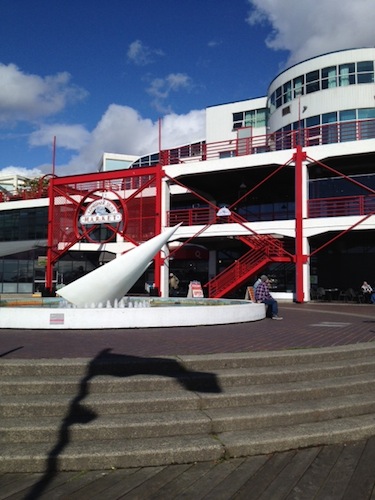 The plaza outside the Lonsdale Quay market — a find place for lunch on a sunny day