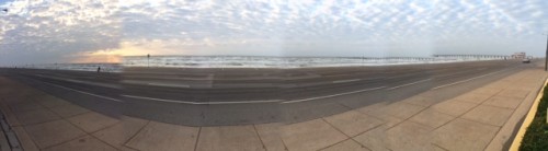 Another moody day, another crazy panorama shot — but the point is that there is a whole lot of gorgeous, peaceful Gulf of Mexico action RIGHT OUT THE FRONT DOOR of the Galveston (Seawall West) La Quinta.