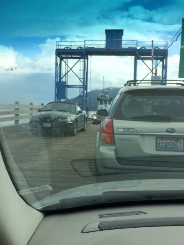 Waiting on the dock to board the Whatcom Chief, the 20-car ferry that scoots back and forth between the mainland and Lummi Island