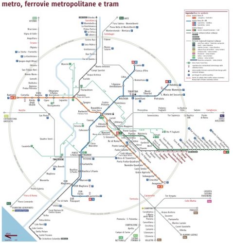 Metro and regional train map