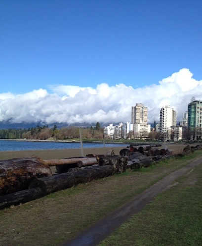 English Bay Beach in the foreground, with Second Beach around a small headland to the left.