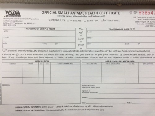 interstate health certificate shot record international health